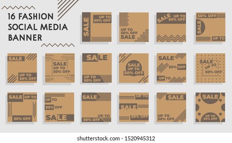 Modern Bundle Social Media Poster and Banner Background Vector. Editable Text and Color.
