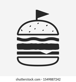 Modern burger icon isolated on white background. Simple burger icon. Burger design element for restaurant menu, logo, poster. Vector illustration