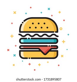ilustración vectorial de hamburguesa moderna. diseño de iconos de hamburguesa. aislado en fondo blanco