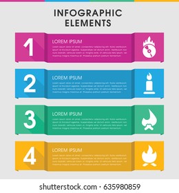 Modern burn infographic template. infographic design with burn icons includes candle, cd fire. can be used for presentation, diagram, annual report, web design.