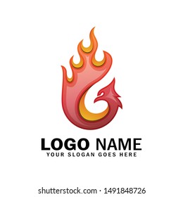 Modern burning phoenix symbol logo design - Vector
