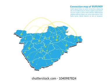 Modern of burundi Map connections network design, Best Internet Concept of burundi map business from concepts series, map point and line composition. Infographic map. Vector Illustration.