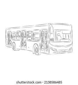 Modern bus drawn in vector graphics in pencil. A vehicle for people, a bus.
