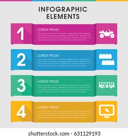 Modern bus infographic template. infographic design with bus icons includes airport bus, child building kit. can be used for presentation, diagram, annual report, web design.