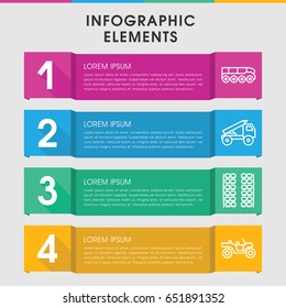Modern bus infographic template. infographic design with bus icons includes plane seats, truck rocket. can be used for presentation, diagram, annual report, web design.
