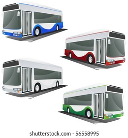 Modern Bus set vector isolated on white