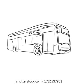 modern bus symbol, outlined vector icon. bus vector sketch illustration