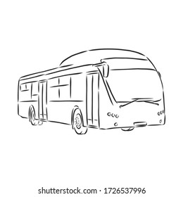 modern bus symbol, outlined vector icon. bus vector sketch illustration