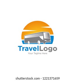 modern bus symbol, stylized icon for logo or emblem template. Bus travel logo.