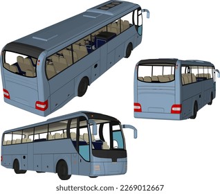 Modern bus transportation illustration vector sketch