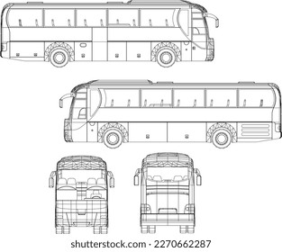 Modern bus transportation illustration vector sketch