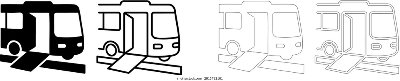Modern buses with accessible ramps for passengers Editable