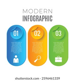 Modern business 3 step concept infographic creative template editable design