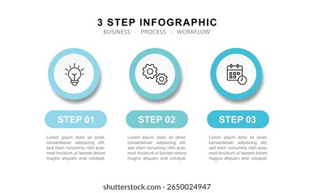 Modern business 3 step process infographic timeline.