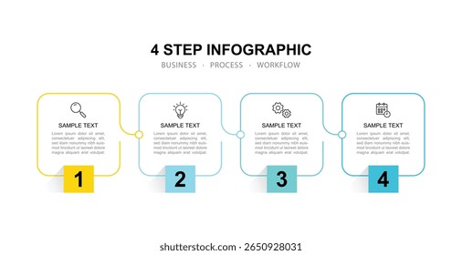  Modern business 4 step process infographic timeline.