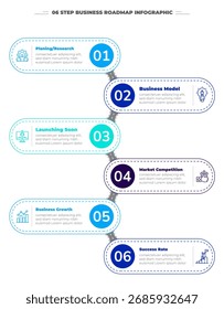Modern Business 6 step Roadmap infographic circle design template with icons, Vector business template for presentation. flat vector style. Illustration, Vector