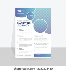 Modern Business Abstract Blue Flyer design Template or Brochure cover vector a4 Poster Leflet Layout easy to use for coompany.