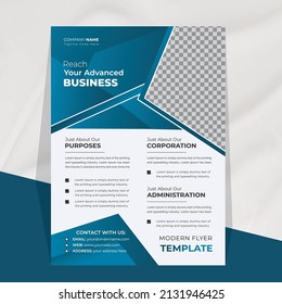 Modern Business Abstract Blue Flyer Design Template or Brochure cover Vector Poster Leaflet Cover Presentation Layout easy to use for Company  

