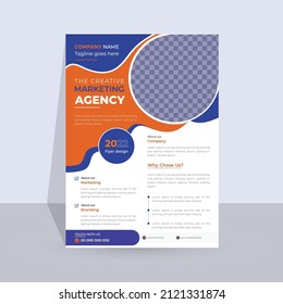 Modern Business Abstract Orange Flyer design Template or Brochure cover vector a4 Poster Leflet Layout easy to use for coompany.