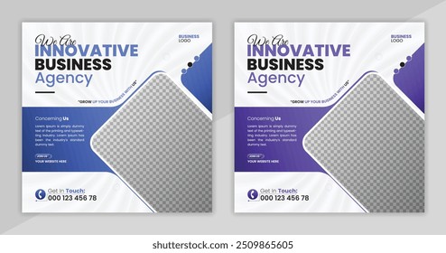 Modern Business Agency social media post design template, Creative Business advertising social media banner template.
