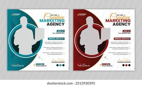 Modern Business Agency social media post design template, Creative Business advertising social media banner template.