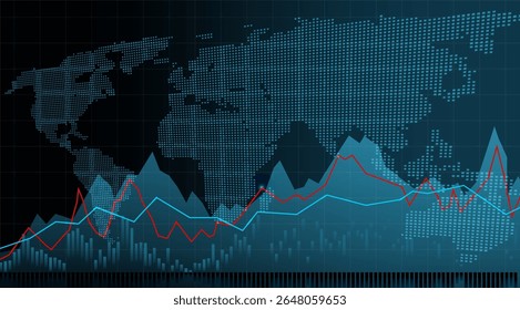 Gráfico analítico de negócios moderno com visualização de dados globais