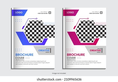 Modern business annual report cover set design with creative shapes