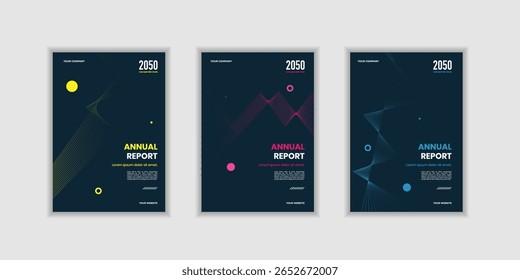Modelo de relatório anual de negócios moderno projeto de cobertura geométrica. Pode adaptar-se ao folheto, relatório anual, revista, cartaz, apresentação de negócios, portfólio, panfleto, banner, site.