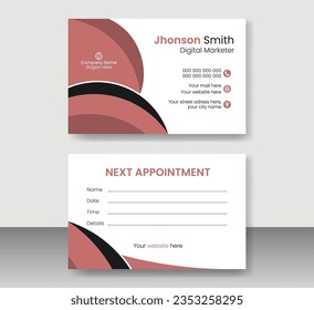 Modern business Appointment card template double sided creative business card layout