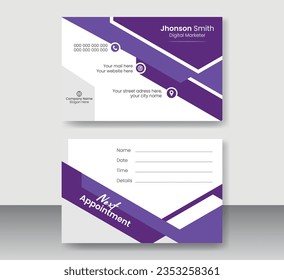 Modern business Appointment card template double sided creative business card layout