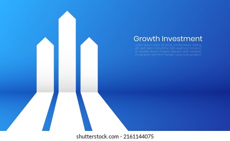 Modern business arrow up increase target growth investment background design. Web template banner, infographic, landing page, social media.