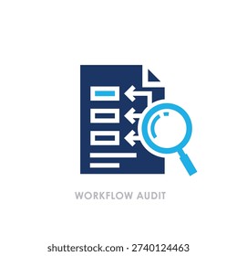 Modern Business Audit Document Icon in Flat Blue Corporate Style