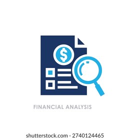 Modern Business Audit Document Icon in Flat Blue Corporate Style