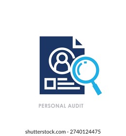Modern Business Audit Document Icon in Flat Blue Corporate Style