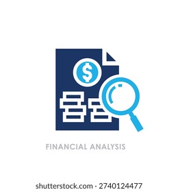 Modern Business Audit Document Icon in Flat Blue Corporate Style