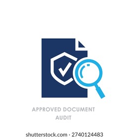 Modern Business Audit Document Icon in Flat Blue Corporate Style