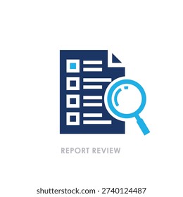 Modern Business Audit Document Icon in Flat Blue Corporate Style