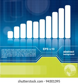 Modern business background or brochure cover design with diagram, blue and green colors