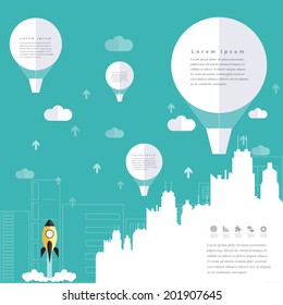 Modern business balloon concepts in flat design for web, mobile applications, seo optimizations, business, social networks, e-commerce,planning and teamwork