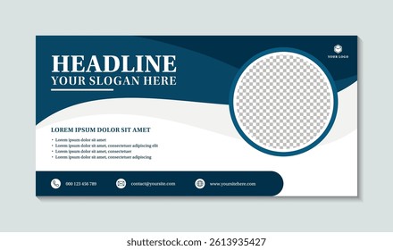 Modern business banner template blue wave design, abstract creative business brochure design, vector illustration.