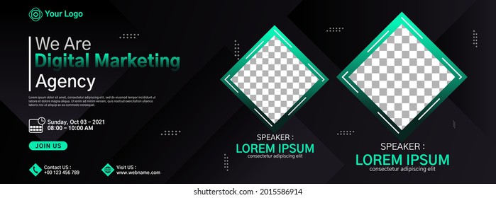 Modern business banner template design for webinar, marketing, online class program, etc