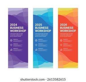 Modern business banner templates with abstract geometric patterns. Perfect for workshops, events, conferences, presentations, or branding projects, combining style and professionalism.