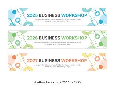 Modern business banner templates with abstract geometric patterns. Perfect for workshops, events, conferences, presentations, or branding projects, combining style and professionalism.
