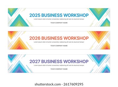 Modern business banner templates with abstract geometric patterns. Perfect for workshops, events, conferences, presentations, or branding projects, combining style and professionalism.