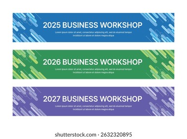 Modern business banner templates with abstract geometric patterns. Perfect for workshops, events, conferences, presentations, or branding projects, combining style and professionalism.