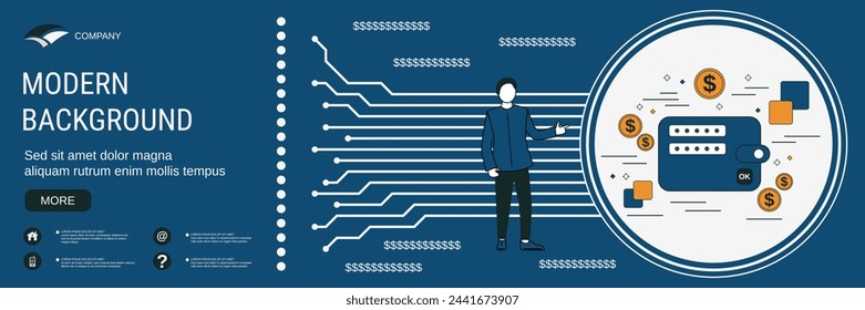 Modern business banner vector design template. Digital wallet flat design style concept
