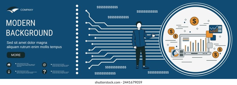 Modern business banner vector design template. Business forecast flat contour style concept
