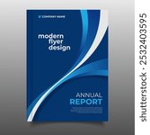 Modern business blue annual report cover template flyer design