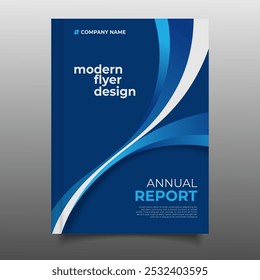 Modern business blue annual report cover template flyer design