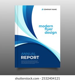 Modern business blue annual report cover book template flyer design